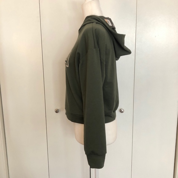 PUMA modern sports logo watermarked hoodie sweatshirt green thyme S NWT - Picture 5 of 16